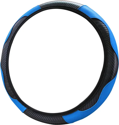ZIMISI Funda para volante de automóvil, funda antideslizante y transpirable de 15 pulgadas, funda de volante de piel de fibra de carbono para