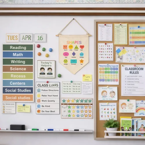 Miniatura 8 de Banner educativo con formas para decoración de pared de aula, regalo para profesores, escuela en casa, preescolar, guardería, decoración de pared