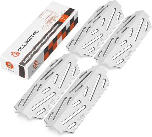Miniatura 12 de QuliMetal 65505 Deflectores de calor para parrillas Weber Genesis serie 300 con pomos de control montados en la parte delantera, Genesis E/S-310