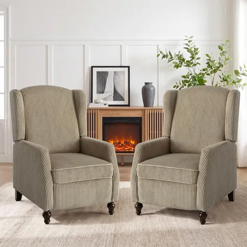 Miniatura 18 de Silla reclinable PALLOME con respaldo alto, asiento con masaje y calor, tapizado de tela, con respaldo acolchado, silla reclinable para sala de Beige