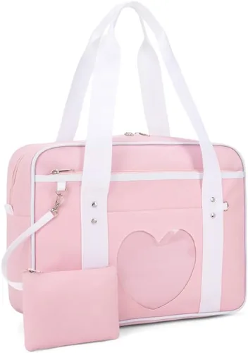 Miniatura 8 de Bolso japonés con ventana en forma de corazón versátil como bolso de hombro para computadora portátil