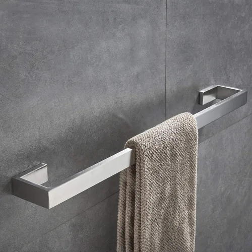 Toallero de baño de 24 pulgadas, soporte para toallas de baño, soporte de pared moderno, toallero plateado, acero inoxidable, acabado cepillado,
