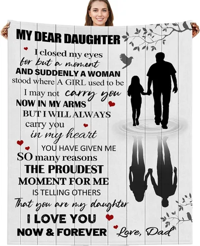Regalos para hija de papá, manta de papá a hija de papá, regalos de cumpleaños para hijas, regalo de boda para el día de la madre, graduación,