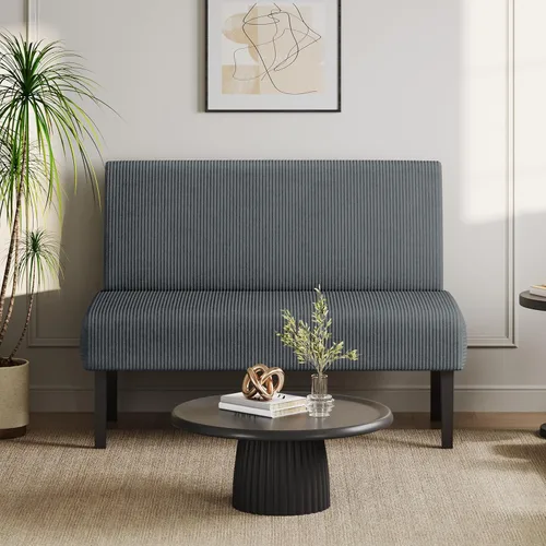 Miniatura 10 de Yaheetech Mini sofá pequeño sin brazos para dormitorio, tela de pana y fácil montaje, para espacios pequeños, sala de estar, dormitorio, oficina