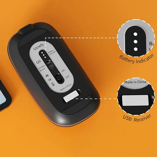 Miniatura 5 de Uciefy Q5 - Ratón inalámbrico recargable delgado, 2.4G, portátil, óptico, silencioso, ultrafino, ratón inalámbrico para computadora con receptor USB