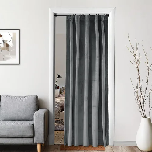 Miniatura 14 de XTMYI Paneles de Cortinas de Puerta Opacas de Terciopelo para Dormitorio, Aislamiento Térmico de Invierno Cálido con Pestaña Trasera y Bolsillo