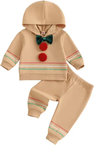 Miniatura 95 de Conjunto de ropa de otoño e invierno para bebé y niño, sudadera larga con capucha y pantalones para niños pequeños, 6, 12, 18, 24 meses, 2T