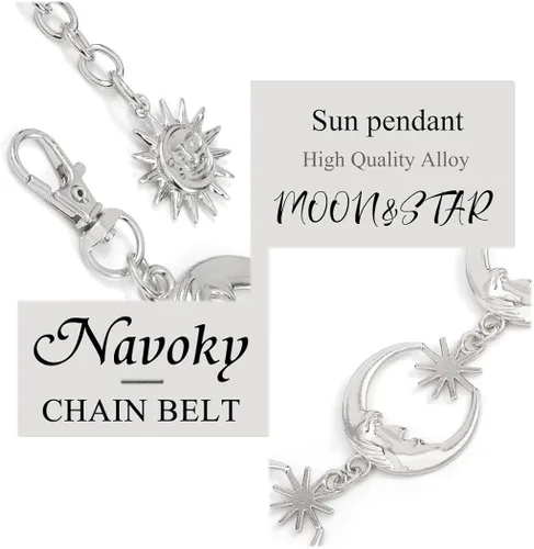 Miniatura 7 de Navoky Cadena de cintura de metal con colgante de sol cinturón de vientre cadenas de cuerpo accesorios de joyería para mujeres y niñas Transparente