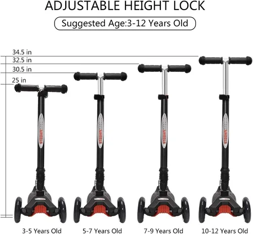 Miniatura 2 de ChromeWheels Patinetes Plegables para Niños, Patinete Deluxe con 4 Alturas Ajustables, Límite de Peso 132 libras, 3 Ruedas, Inclínate para Dirigir #