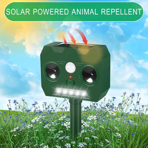 Miniatura 3 de Repelente ultrasónico de animales, dispositivos repelentes de ciervos para exteriores, alimentado por energía solar, detección de movimiento