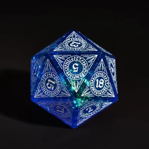 Miniatura 10 de Cusdie Dados D20 DND individuales con bordes afilados e inclusiones de lámina con purpurina, dados D&D de 20 caras, 1.31 pulgadas hechos a mano