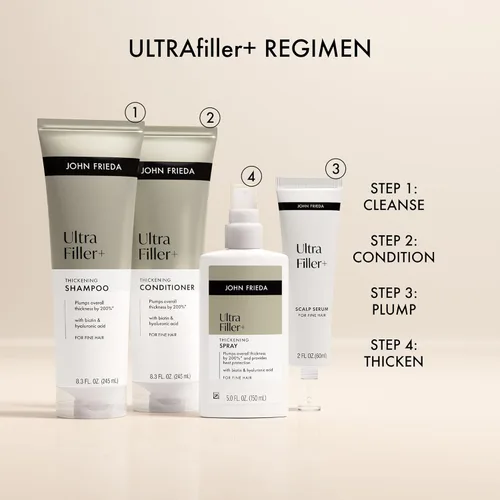 Miniatura 9 de John Frieda ULTRAfiller+ Champú espesante para cabello fino y adelgazante, champú voluminizador con biotina y ácido hialurónico, 8.3 fl oz