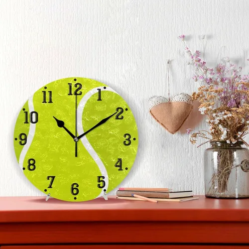 Miniatura 2 de Tarity Reloj de pared con pelota de tenis, funciona con pilas, silencioso, sin tictac, moderno, redondo, decoración para dormitorios, cocina, sala
