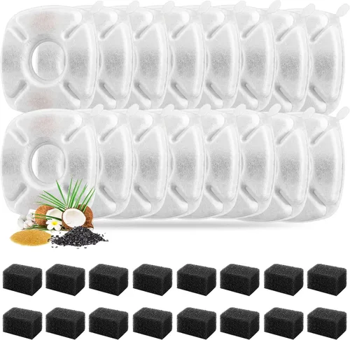 Miniatura 7 de 8 piezas de filtros de repuesto para fuente de gato, 4 paquetes de filtros de repuesto para fuente de agua para gatos con 4 paquetes de esponjas