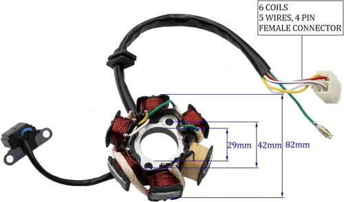 Miniatura 2 de PRO BAT ATV Quad Go Kart Magneto Stator 6 Bobinas 5 Cables para ATV de 50cc, 70cc, 90cc, 110cc, 125cc Dirt Bike Go Kart Mini-Choppers Motocicleta
