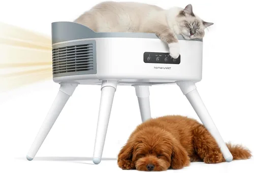 HomeRunPet Calentador de espacio seguro para mascotas con cama climatizada para gatos, calentador de cerámica 2 en 1 para habitación y mascotas,