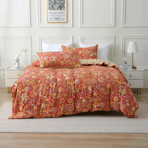 Miniatura 21 de ABREEZE Fundas de edredón individuales, juego de ropa de cama bohemio retro, funda de edredón de mandala colorida, funda de colcha estilo floral