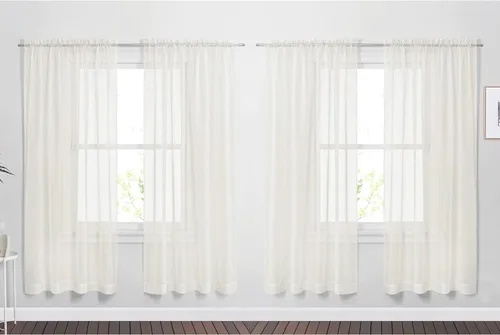 Miniatura 25 de NICETOWN Cortinas traslúcidas de gasa para ventana de dormitorio, bolsillo para barra, elegantes cortinas traslúcidas ligeras que llegan al suelo