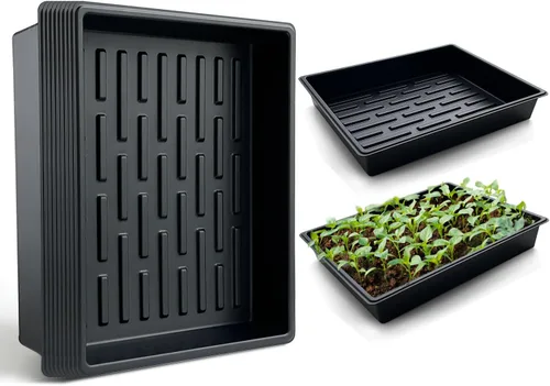 Miniatura 11 de RooTrimmer Macetas cuadradas de 3.5 pulgadas (3.5 in), 60 piezas, bandejas resistentes para plántulas, 5 piezas, bandeja de germinación