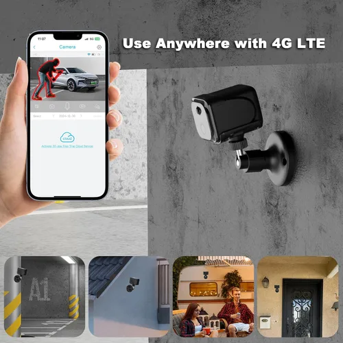 Miniatura 3 de Cámara de seguridad sin WiFi pequeña, cámara de seguridad celular 4G LTE, cámara de vigilancia magnética 2K con batería de espera larga, detección