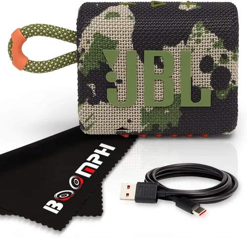 Bocina JBL Go 3 portátil Bluetooth inalámbrica, batería incorporada impermeable IP67 y a prueba de polvo - Squad - La solución integral de tela de