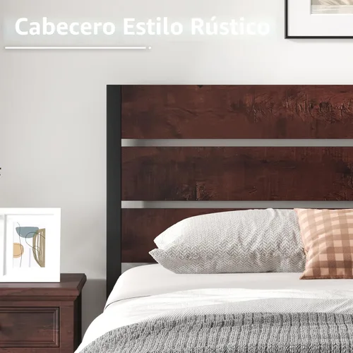 Miniatura 3 de Fluest Base de cama Queen con cabecero y estribo, con almacenamiento debajo de la cama, sistema de soporte totalmente metálico, no necesita somier