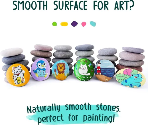 Miniatura 2 de ROCART 12 rocas grandes para pintar, rocas planas de 1.5 a 2.0 pulgadas para artes y manualidades, rocas de río lisas naturales para pintura, rocas