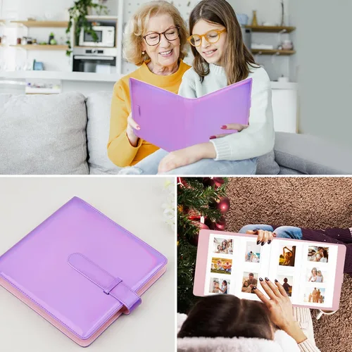 Miniatura 8 de Veicevol Álbum de fotos de 360 bolsillos para cámara Fujifilm Instax Mini, álbum para fotos Polaroid, cubierta de cuero, álbum de fotos para cámara