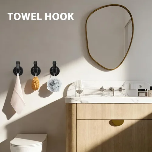 Miniatura 5 de NearMoon Juego de accesorios de baño de tubería industrial de 5 piezas, incluye barra de toalla de 18 pulgadas, soporte para papel higiénico y 3