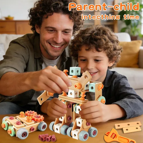 Miniatura 2 de Juego de herramientas para niños, 135 piezas con caja de herramientas, juguetes educativos Montessori, juguetes de construcción STEM para niños