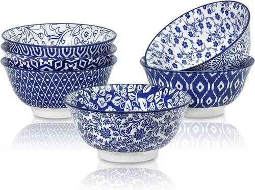 Miniatura 10 de Selamica Juego de 6 mini cuencos de cerámica, cuencos de inmersión de 4 onzas para acompañamientos de aperitivos, condimentos, juego de 6, azul Azul