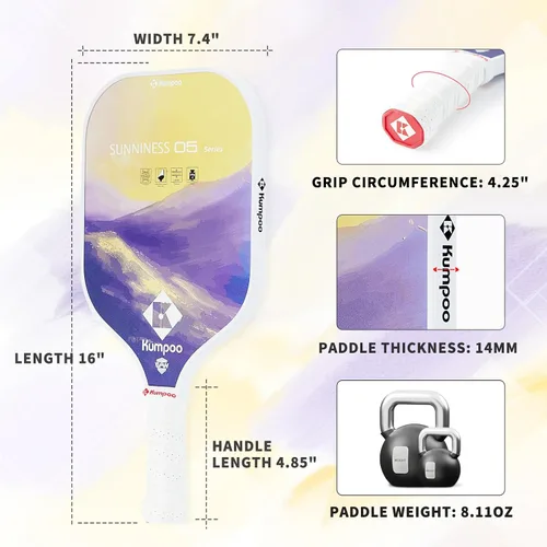 Miniatura 4 de Pickleball Paddle, Fiberglass Pickleball Paddle Set with Cover, Large Sweet Spot Pickle Ball Racket with PP Honeycomb Core for Women, Men