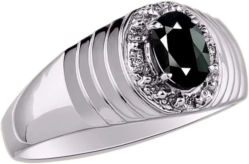 Miniatura 3 de RYLOS Anillos para hombre, plata de ley, halo clásico de diamantes auténticos, 0.276 x 0.197in, anillo de diseño de piedras preciosas ovaladas