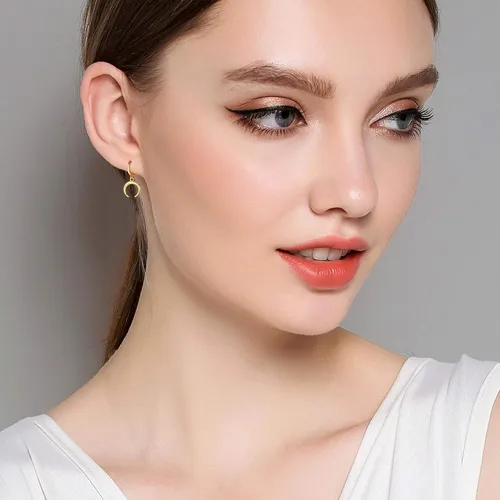 Miniatura 2 de SANNYRA Aretes de aro para mujer, chapados en oro de 14 quilates, circonita cúbica, luna, estrella, rayo, mal de ojo, aretes colgantes para mujer