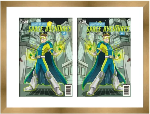 Miniatura 80 de Marco de cómic blanco mate para cómics publicado entre 1938 y 1955 (marco de madera maciza de cómic de la edad dorada) hecho para mostrar 4 cómics