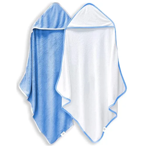 Miniatura 12 de Paquete de 2 toallas de baño para bebé - De rayón hechas de bambú, ultraabsorbentes, toallas con capucha ultrasuaves para niños - Tamaño extra