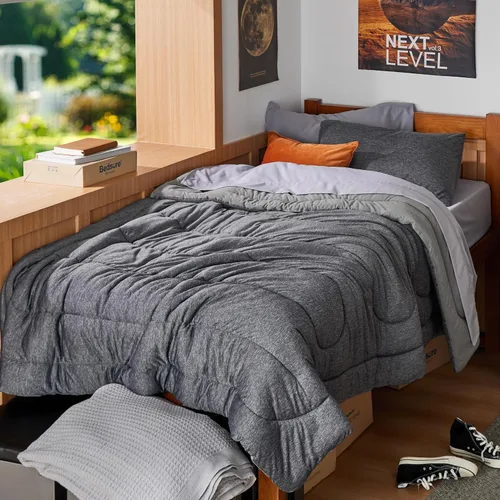 Miniatura 53 de Bedsure - Juego de edredón queen - Juego de ropa de cama refrescante y cálida, ropa de cama reversible gris claro para todas las estaciones, 3 03