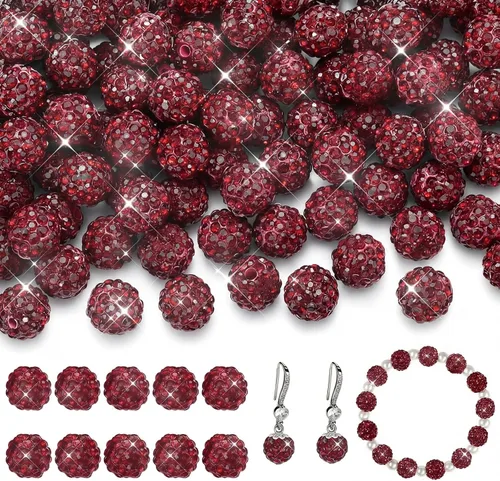 Miniatura 17 de Hicarer 120 cuentas de diamantes de imitación para pulseras, fabricación de bolígrafos de 0.394 pulgadas (0.394 in) de cristal brillante, arcilla