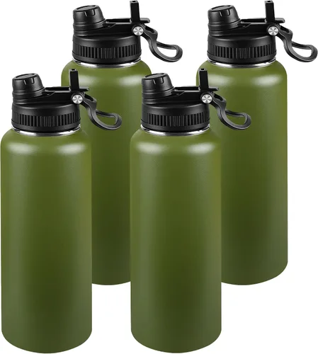 Miniatura 67 de Botella de agua aislada de 22 onzas, tapa 2 en 1 a prueba de fugas (sorbo/pajilla) + asa, botella de acero inoxidable para deportes, viajes, trabajo