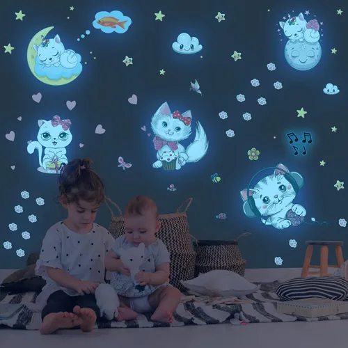 Miniatura 6 de Adhesivos de unicornio que brillan en la oscuridad, calcomanías de puntos y estrellas removibles para techo, adhesivo de arcoíris luminoso para Arco