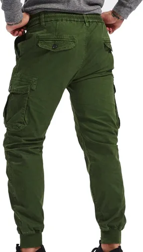 Miniatura 4 de Mens Linen Pants Drawstring Buckle Zipper Cargo Pants Multi Pockets Solid Beam Feet Athletic Sweatpants Outdoor
