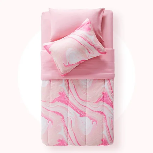 Miniatura 2 de SLEEP ZONE - Juego de edredón suave tamaño Individual para niños, 5 piezas con edredón, sábana, funda de almohada y de cojín, resistente a la Helado