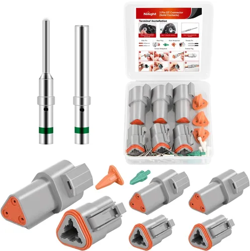 Miniatura 18 de Nilight Kit de conectores DT de 2 pines, 3 juegos de tamaño 16 contactos sólidos, terminal macho hembra impermeable para conectores de la serie DT