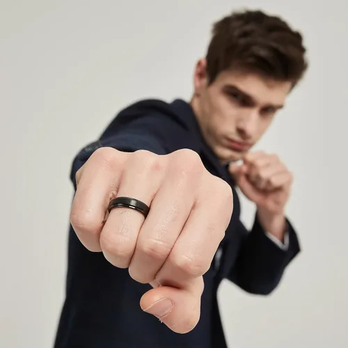 Miniatura 6 de TRUMIUM - Anillo de boda de carburo de tungsteno de 1564 y 516 de pulgada, para hombres y mujeres, con borde escalonado, grabado en inglés I Love