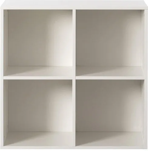Miniatura 6 de Basicwise Estantería de madera moderna para almacenamiento de juguetes, 4 cubos, organizador cuadrado, color blanco