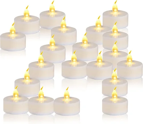 redfruit Paquete de 24 velas sin llama: velas de té alimentadas por batería, velas eléctricas parpadeantes brillantes para regalo navideño, para