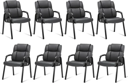Miniatura 10 de CLATINA Silla de invitados de cuero, silla de mesa de conferencias de recepción con reposabrazos acolchados, sillón estacionario para sala de espera