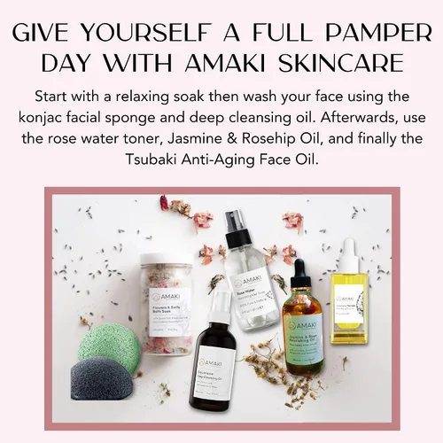Miniatura 7 de Juego de flores y sales de baño Amaki Skincare con aceite esencial lavanda, pétalos de rosa, lavanda, caléndula y flores de manzanilla (2 paquete)