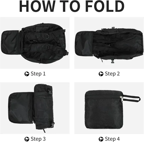 Miniatura 6 de Mochila pequeña de senderismo para viajes, ligera, plegable, mochila de día resistente al agua, mochilas plegables de 15L para viajes, mujeres, Negro