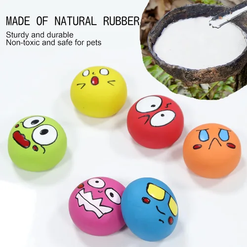 Miniatura 3 de Pelota chirriante de látex para perros, juguetes de pelota chirriante, juguete para cachorros, mascotas pequeñas y medianas (6 unidades (C))